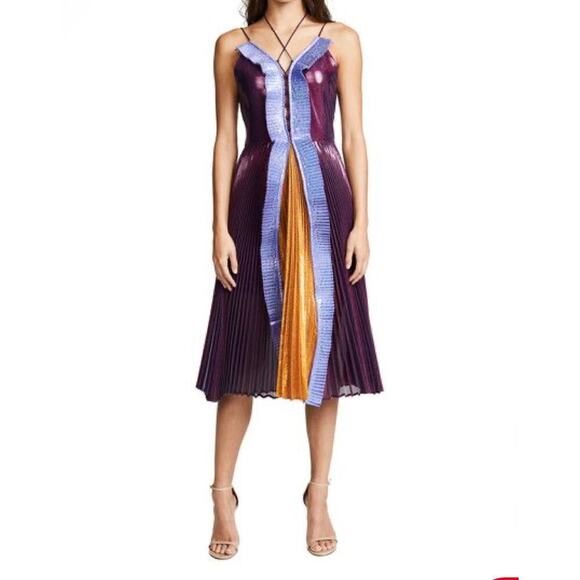 DELFI COLLECTIVE Dresses & Skirts - Delfi Collective Metallic purple block color Lace Up Dress medium made in USA